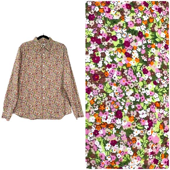 Agnes B. Homme Paris floral button down long sleeve cotton shirt mens size 42